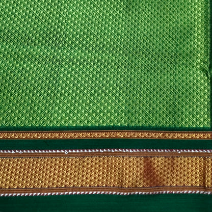 Khana Blouse Piece Green With Bottle Green Border