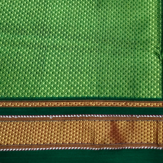 Khana Blouse Piece Green With Bottle Green Border