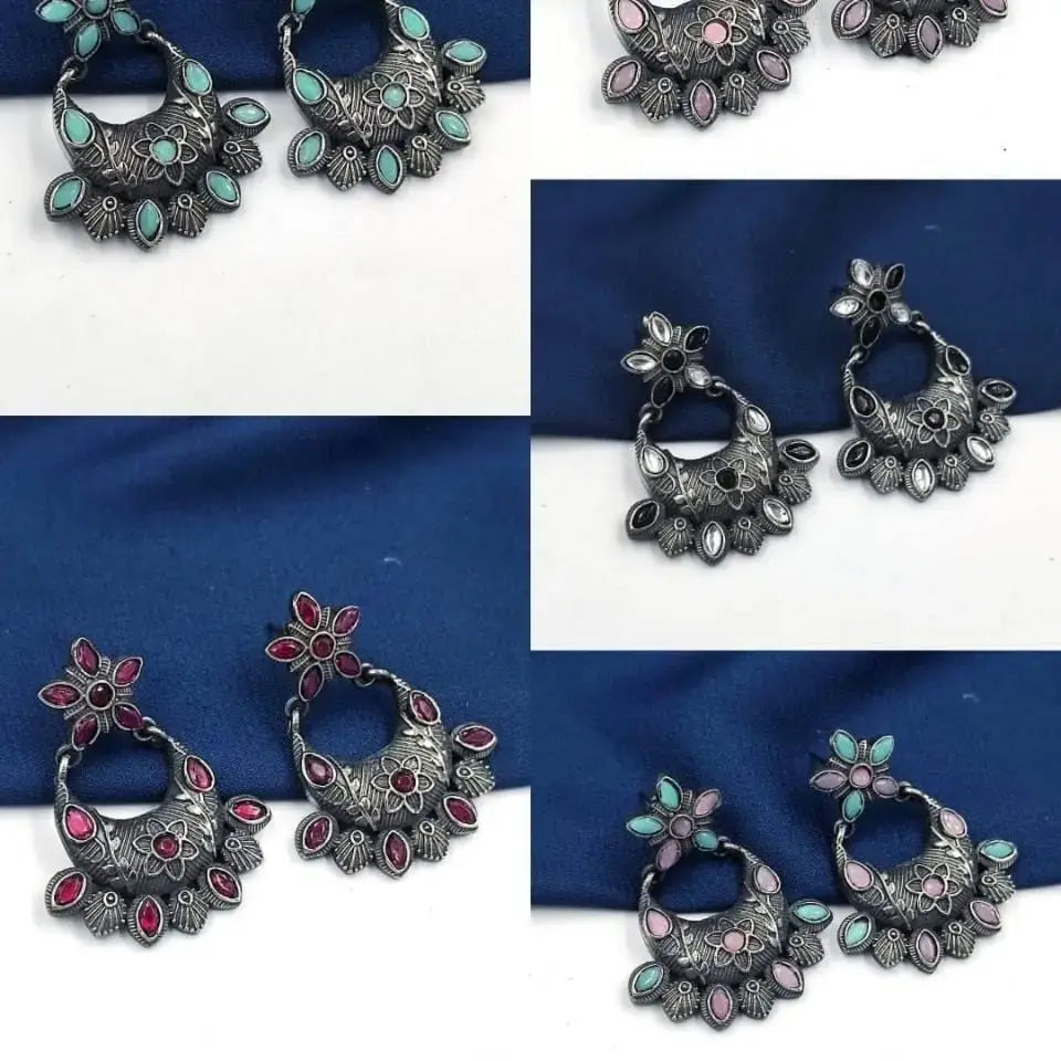 OXIDIZED SILVER LOOK LIKE REPLICA EARRINGS