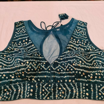 Bandhej Bottle Green Blouse