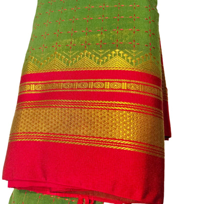 Ilkal Saree star Thread Weaved Green With Red Gruhini Silks