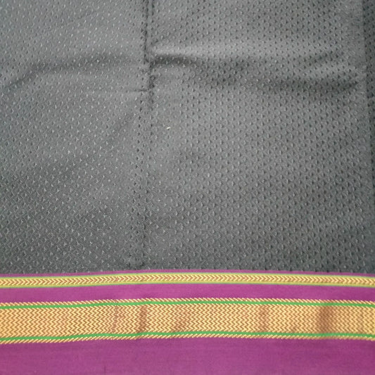 Khana Blouse Pieces Black With Majenta Border