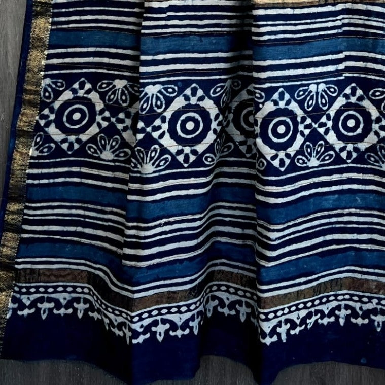 Maheshwari Cotton Silk INDIGO Blue Saree