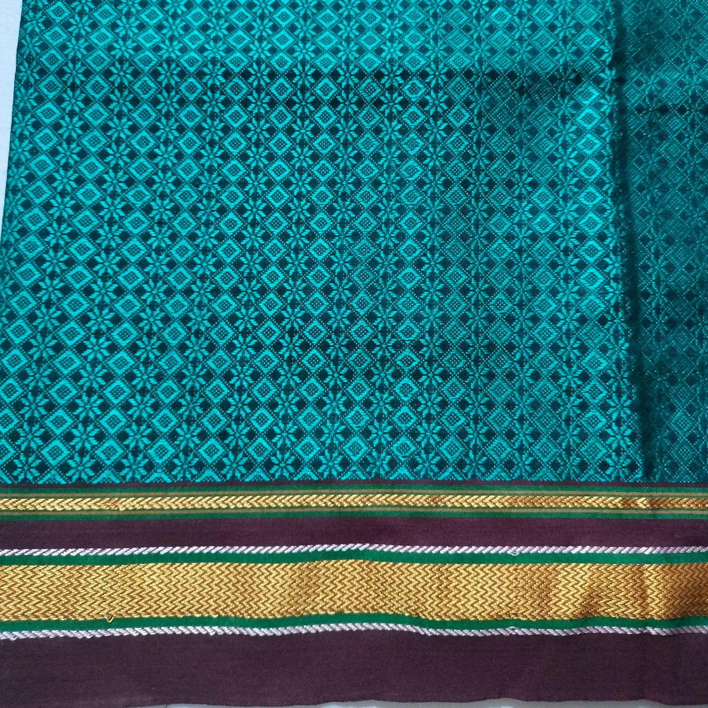 Khana Blouse Piece Green and maroon Border