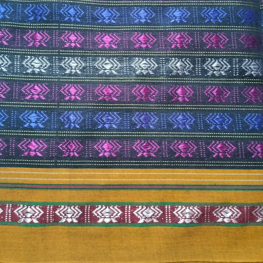 Khana Blouse Pieces Multicolour with Yellow Border