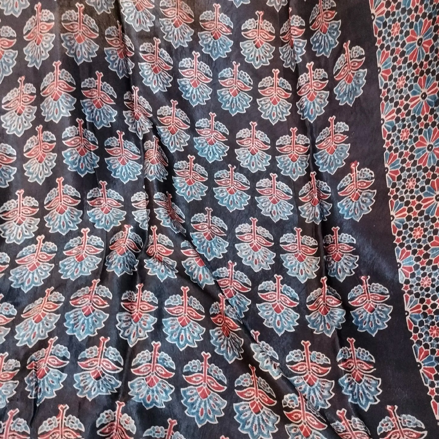 Ajrakh Modal Tissue Silk Blue