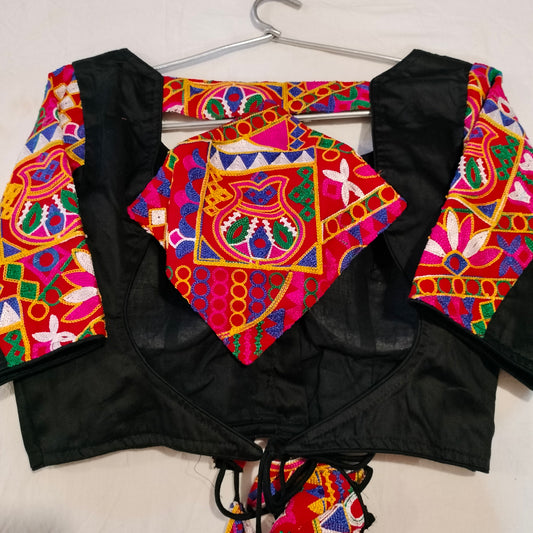 Black Patch Work Blouse