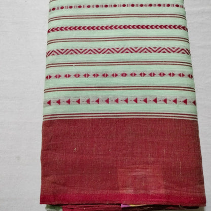 Dhaniakhali Pure Cotton Saree Pista with Maroon