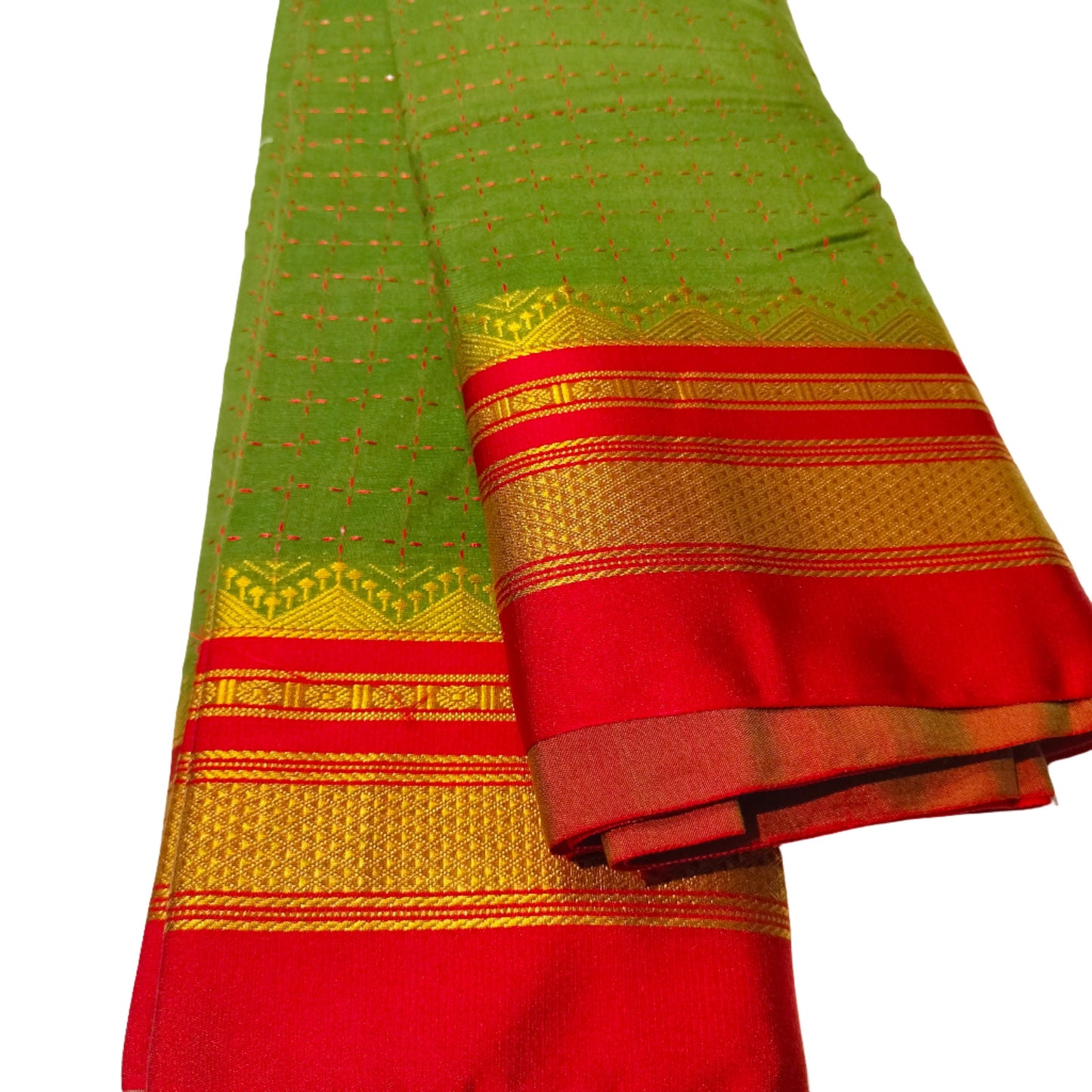 Ilkal Saree star Thread Weaved Green With Red Gruhini Silks