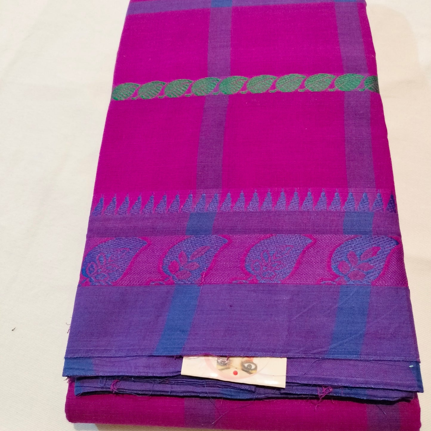 Chettinad Cotton Purple With Navy blue