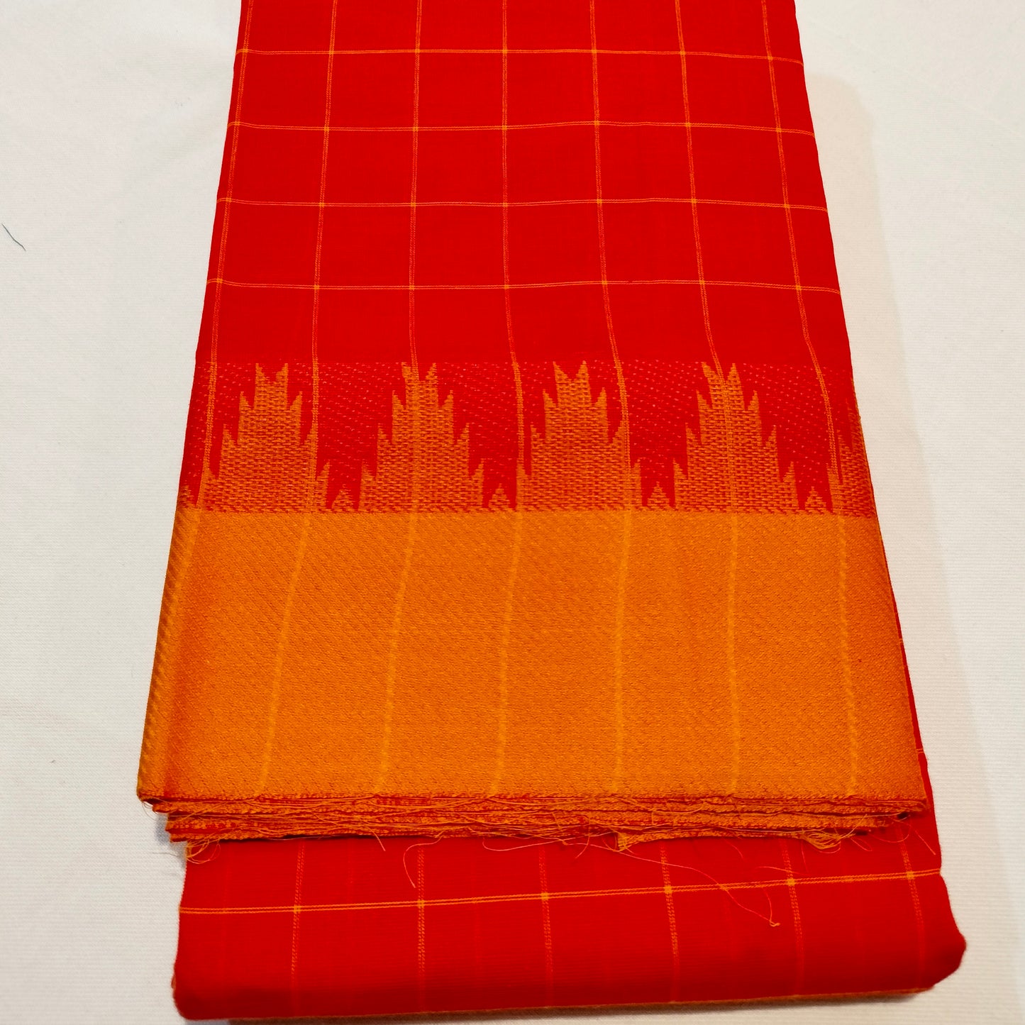 Chettinad Cotton Orange with Yellow saree