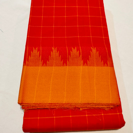 Chettinad Cotton Orange with Yellow saree