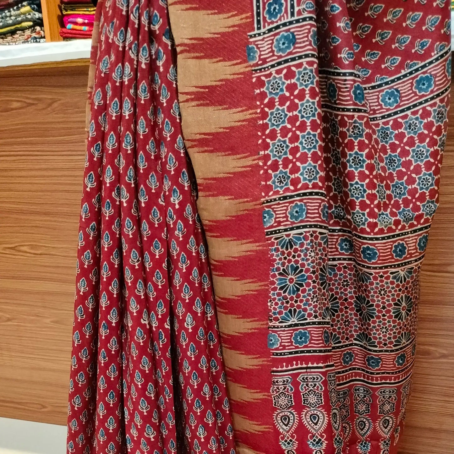 Ajrakh Modal Dola Silk Marron