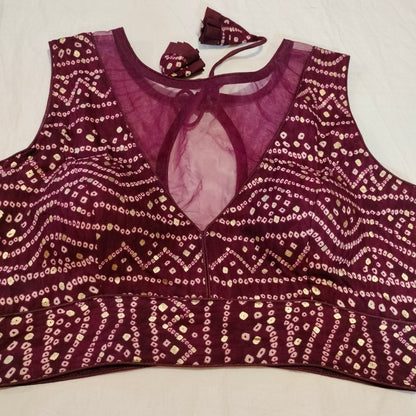 Bandhej Bottle Green Blouse