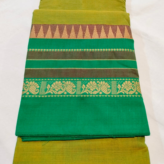 Chettinad Cotton Mehendi green saree