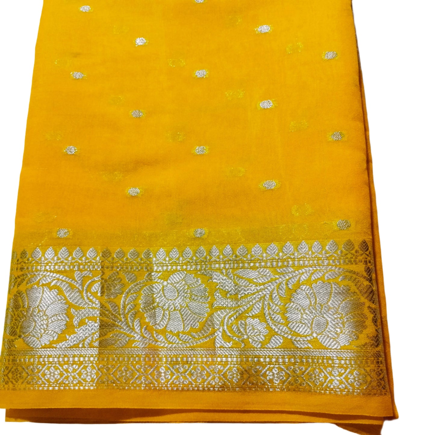 Semi Georgette Banarasi Yellow Saree