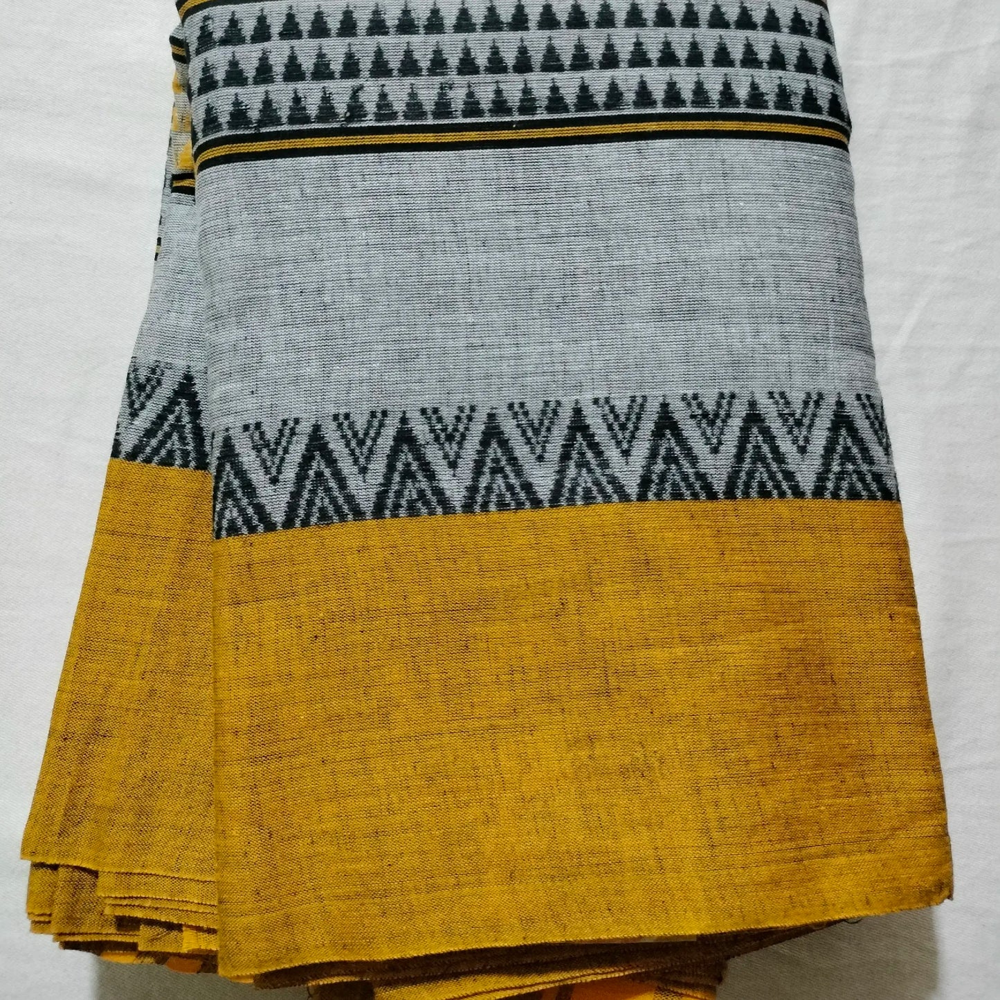 Dhaniakhali Saree Grey with Mustard