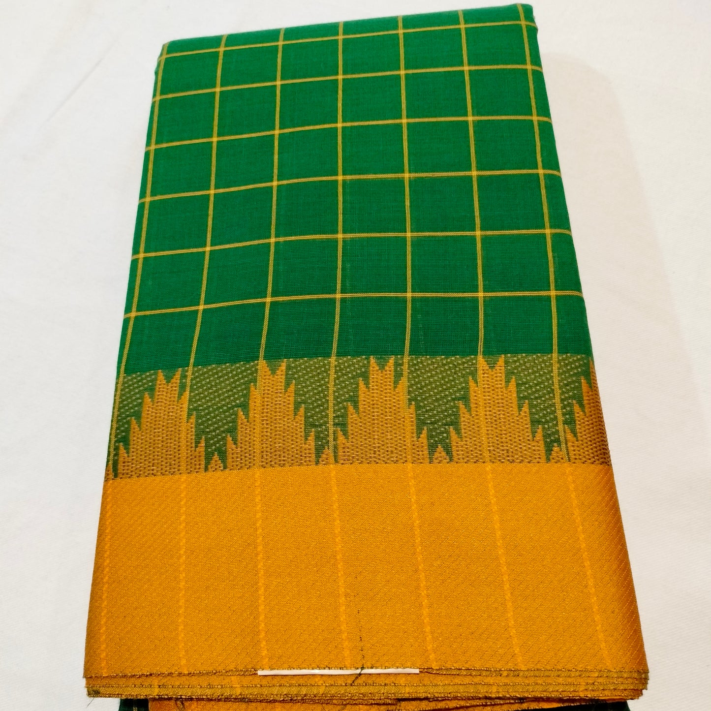 Chettinad Cotton Green with Yellow Saree