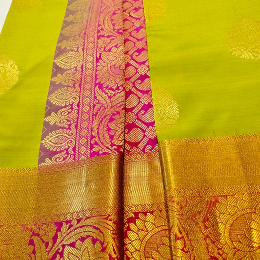 Silk Saree Green with Majenta