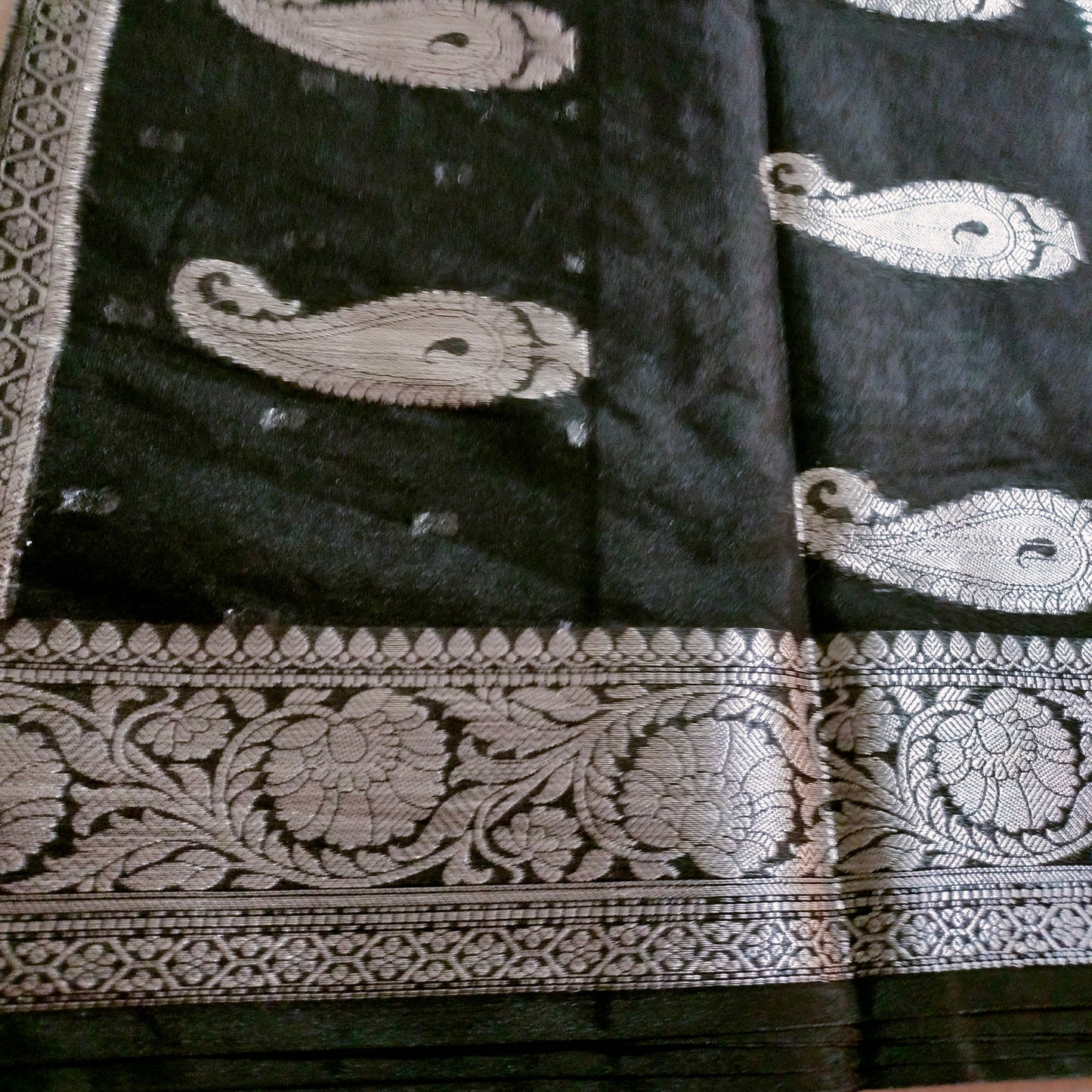 Semi Georgette Banarasi Black Saree