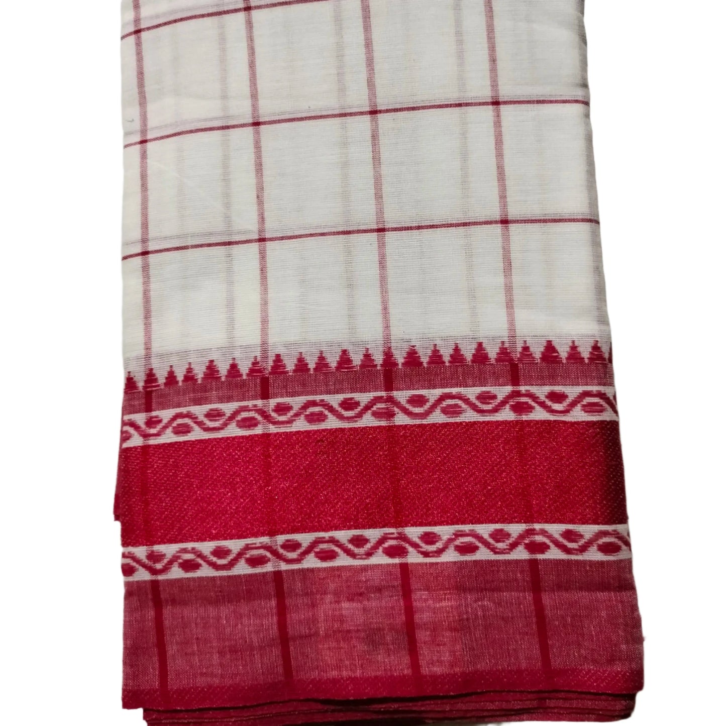 Dhaniakhali Saree White with Red