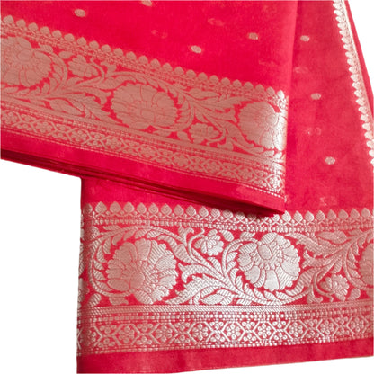 Semi Georgette Banarasi Silk Colour Red Colour