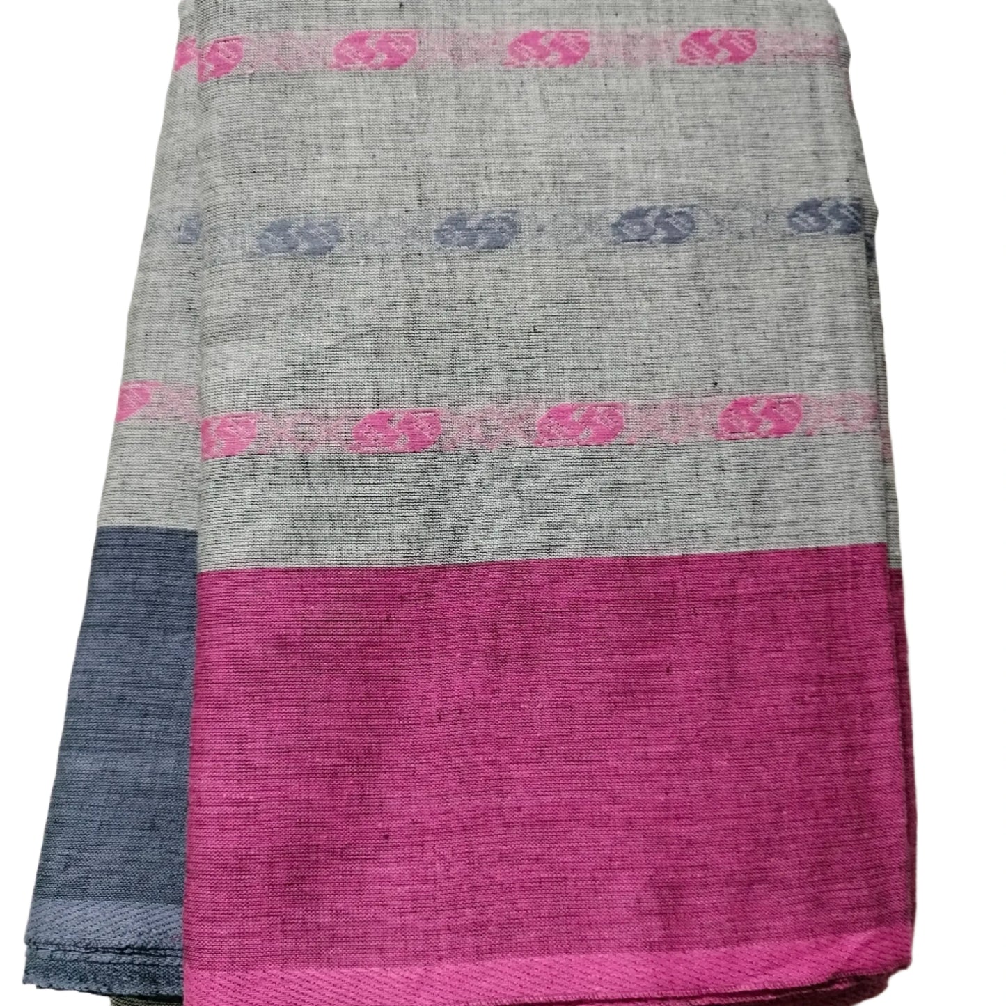 Handloom Dhaniakhali Grey with Pink