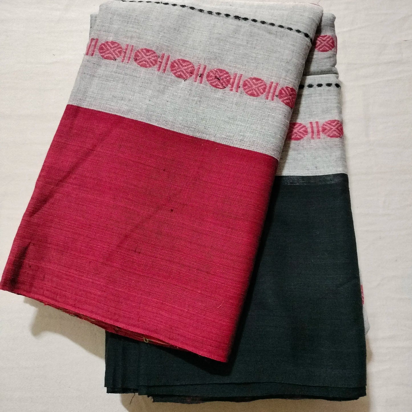 Dhaniakhali Pure Cotton Saree Maroon with Black
