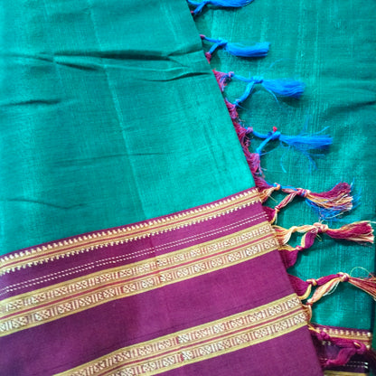 Ilkal Gayathri Satin Silk Green with Maroon