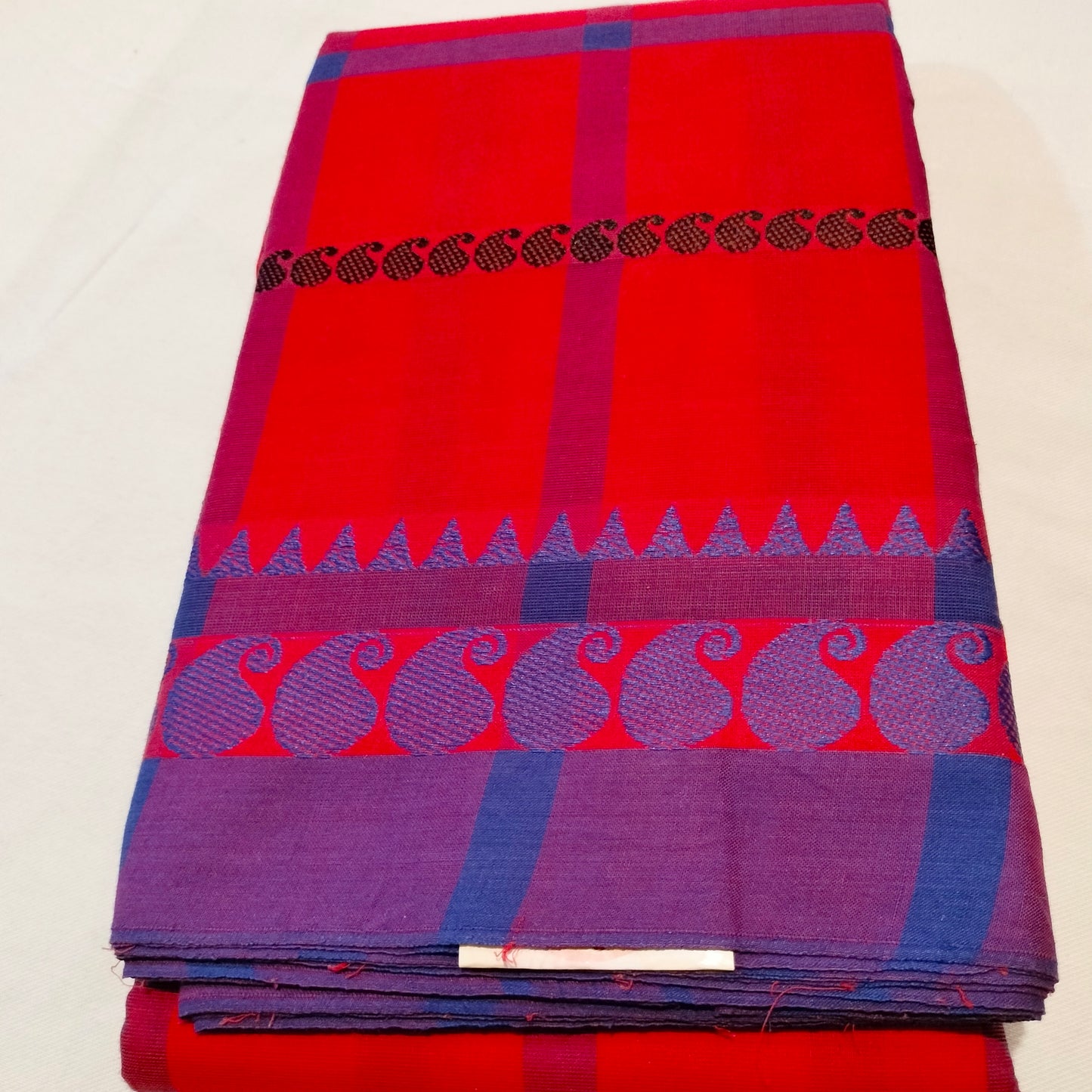 Chettinad Cotton Red with Blue saree