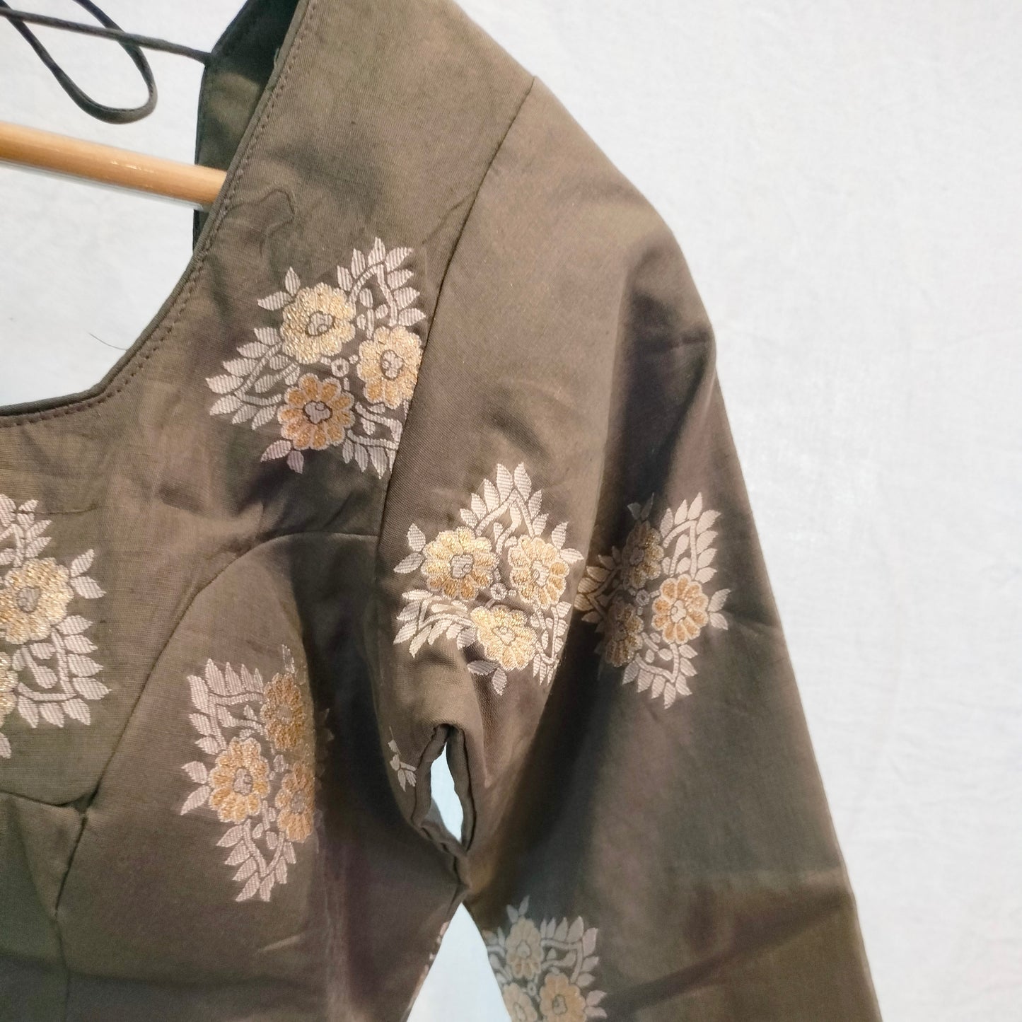 Blouse with Banarasi Work Grey Colour