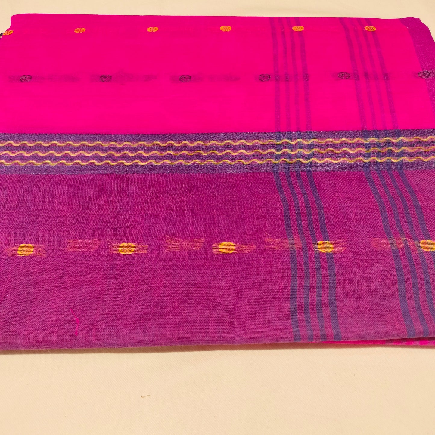 Handloom Cotton Pink With Voilet