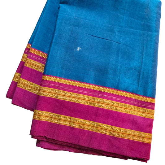 Ilkal Gayathri Satin Silk Blue with Majenta