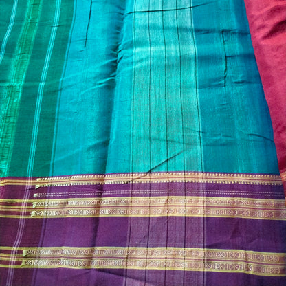 Ilkal Gayathri Satin Silk Green with Maroon