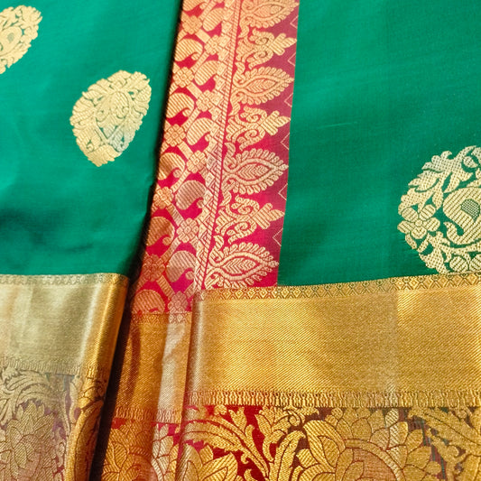 Silk Saree Green With Maroon