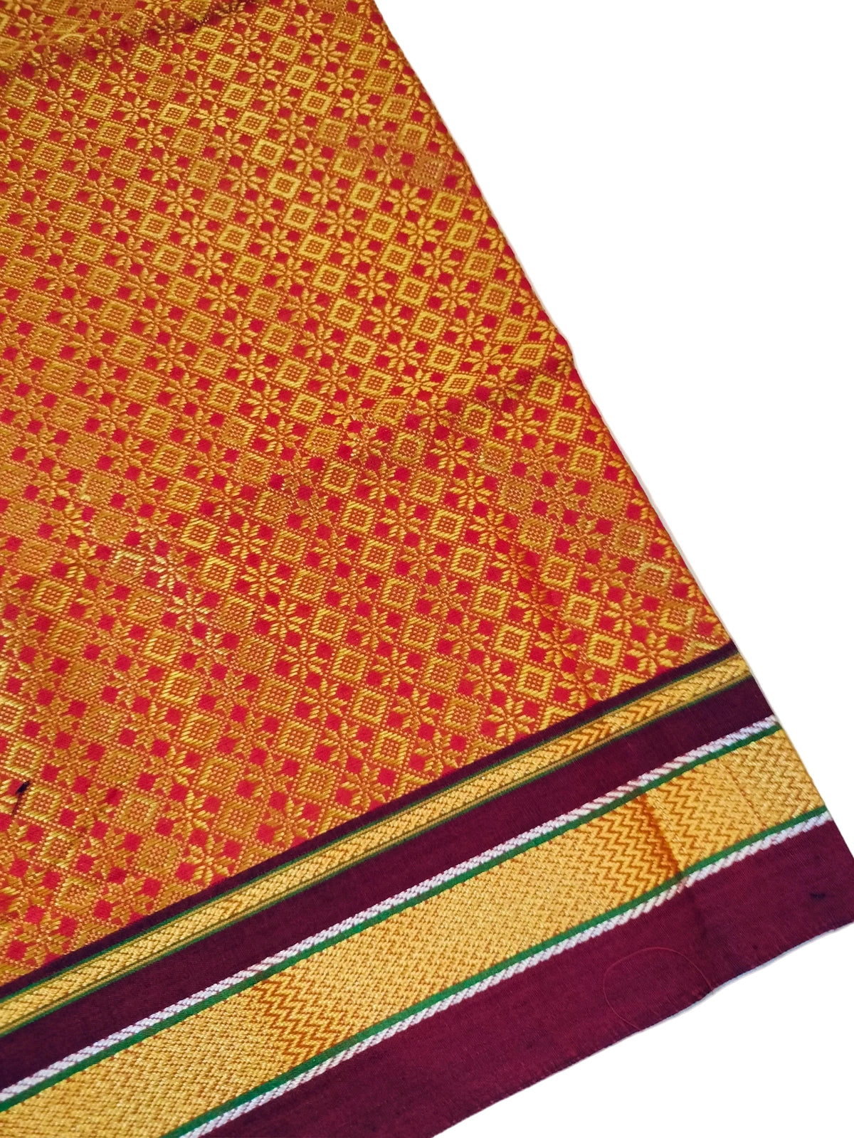 Khun Blouse Piece Orange with Maroon