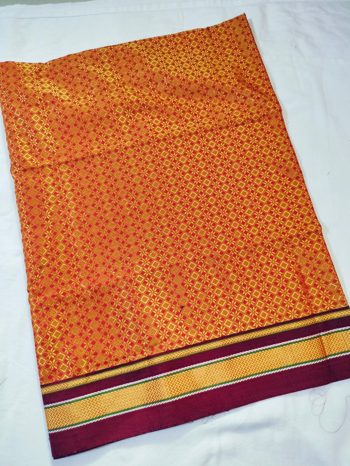 Khun Blouse Piece Orange with Maroon