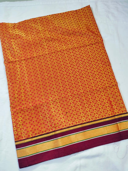Khun Blouse Piece Orange with Maroon