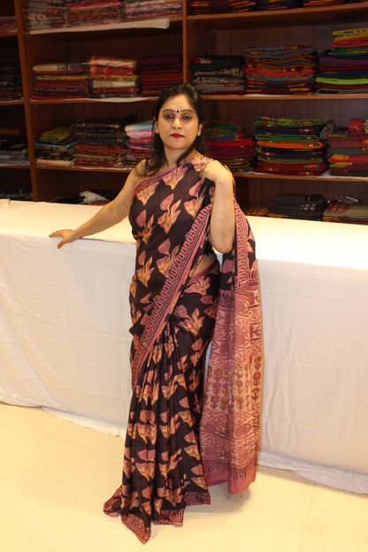 Vanaspati Modal Silk Brown Brown Pink