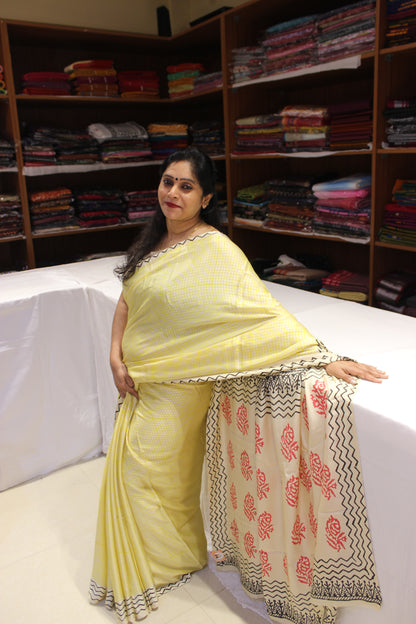 Vanaspati Modal Silk Sarees Lemon Yellow