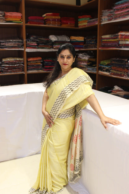 Vanaspati Modal Silk Sarees Lemon Yellow