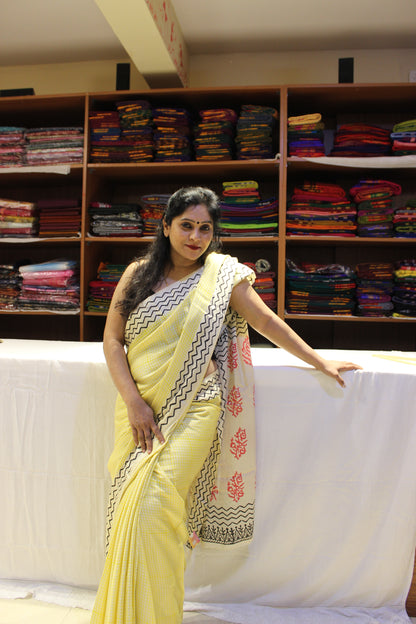 Vanaspati Modal Silk Sarees Lemon Yellow