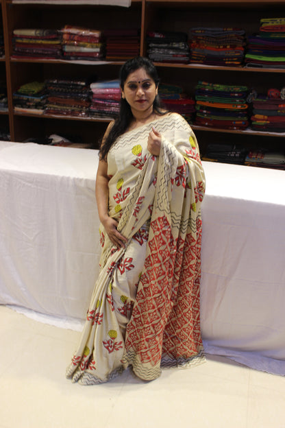 Vanaspati Modal Silk Sarees  Cream