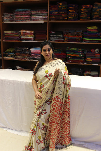 Vanaspati Modal Silk Sarees  Cream