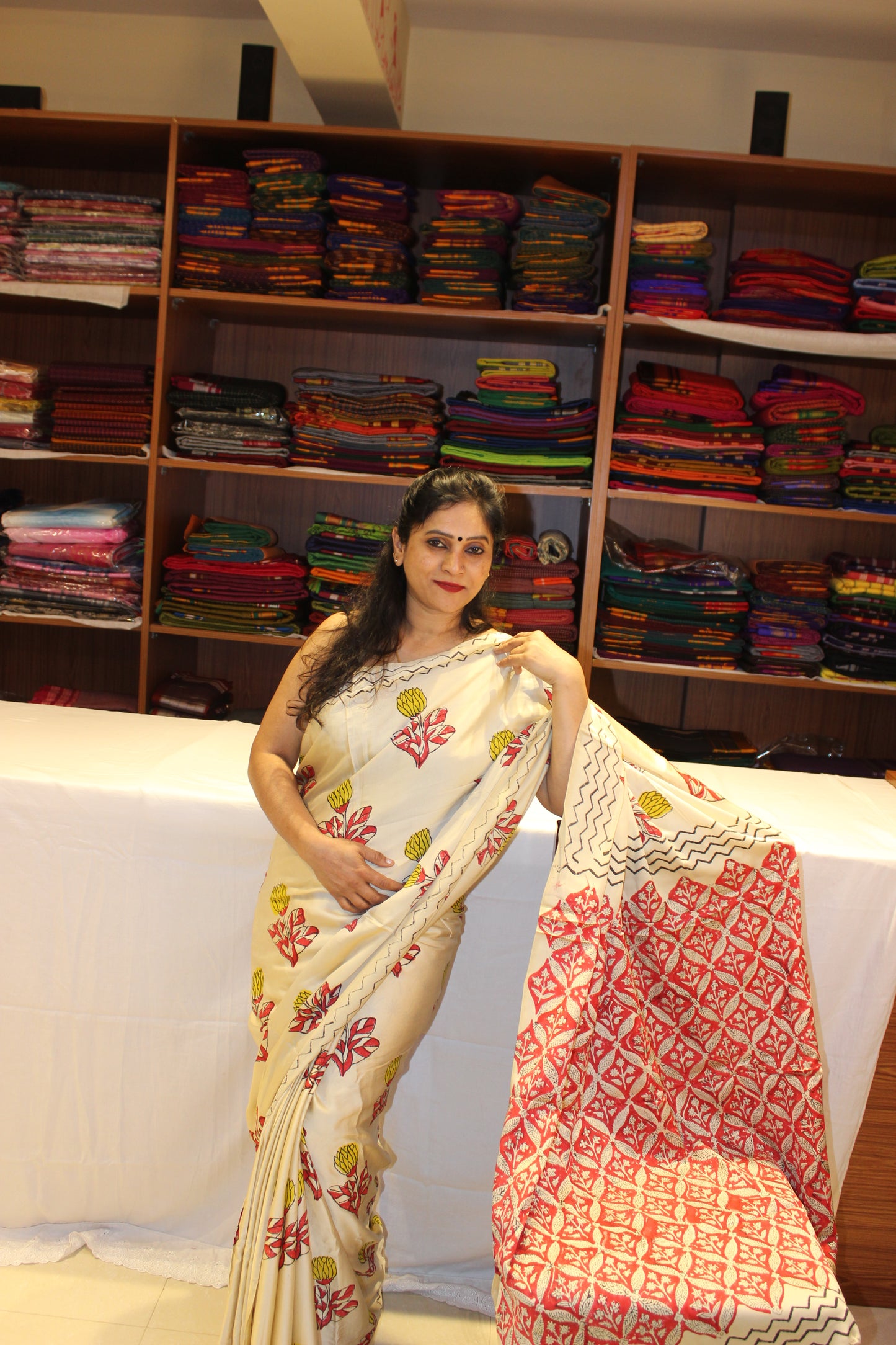 Vanaspati Modal Silk Sarees  Cream