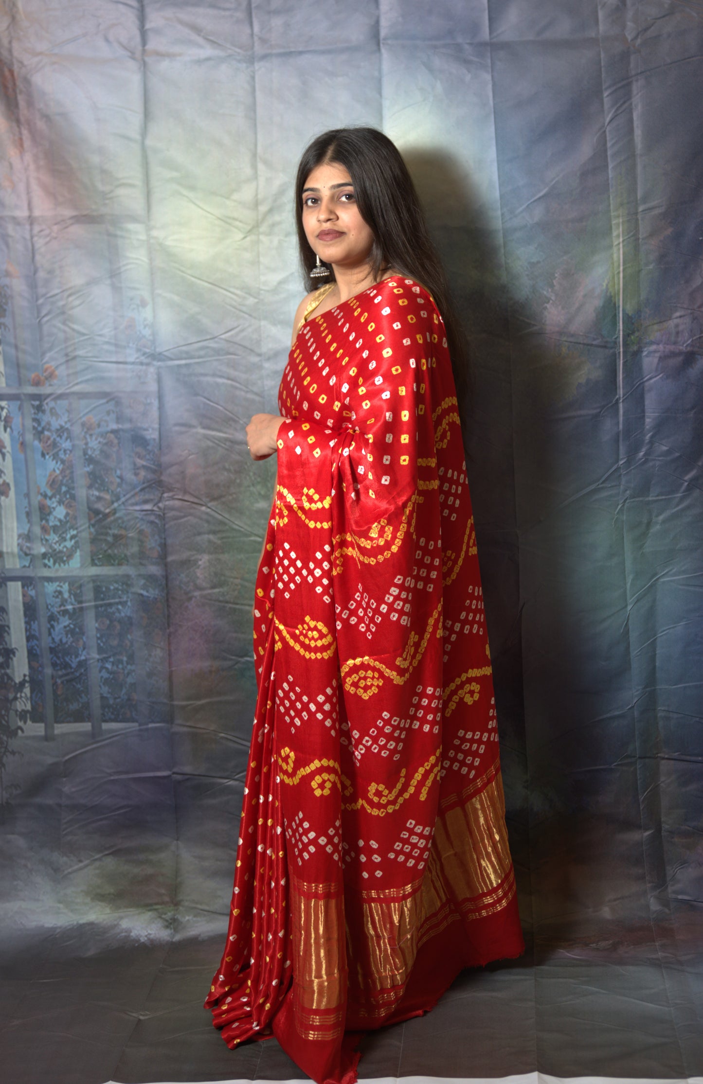 Bandhej Modal Silk Red