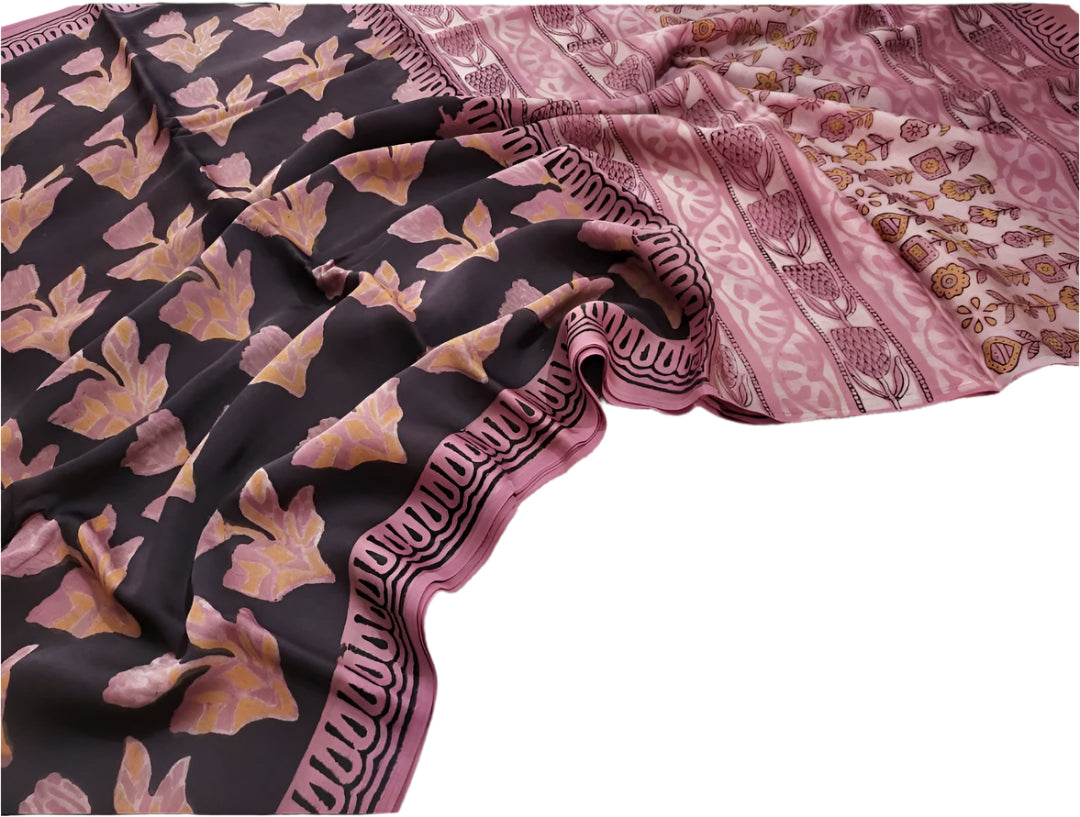 Vanaspati Modal Silk Brown Brown Pink