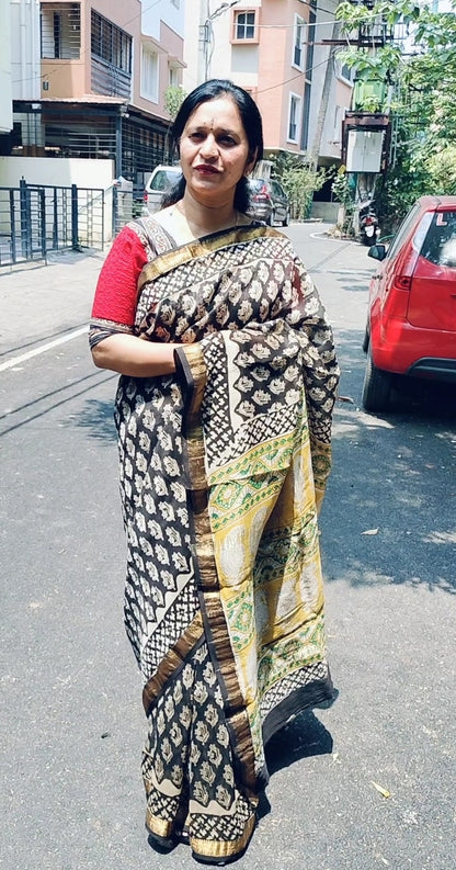 Buy Maheshwari Cotton Silks Saree Online / Lightweight Office wear saree  Office