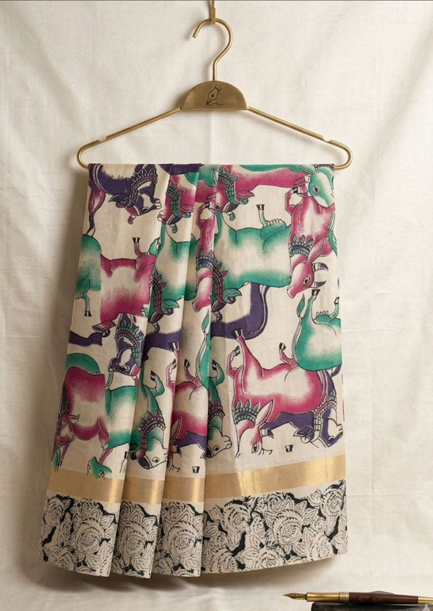 Kalamkari Nellore Mangalagiri Silk Saree