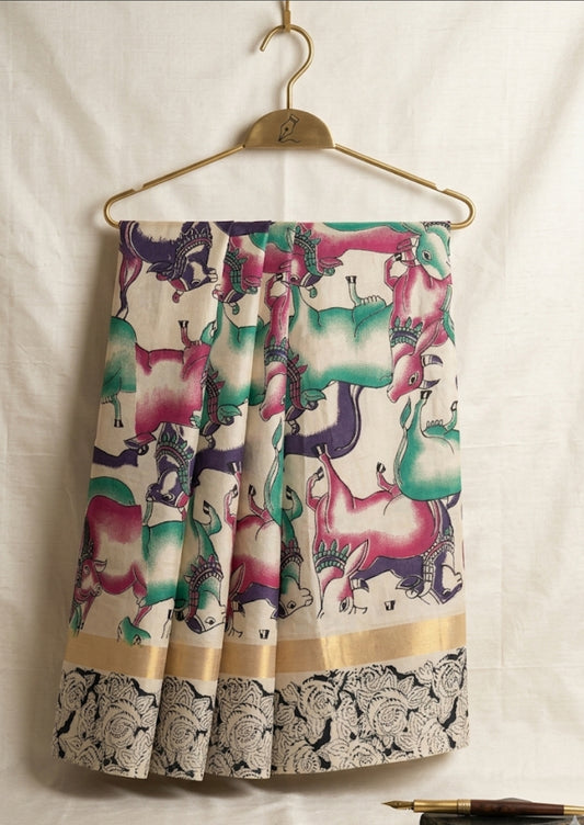 Kalamkari Nellore Mangalagiri Silk Saree